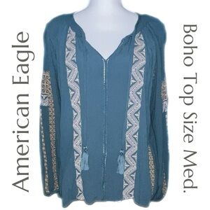 American Eagle Outfitters Blue Boho Top